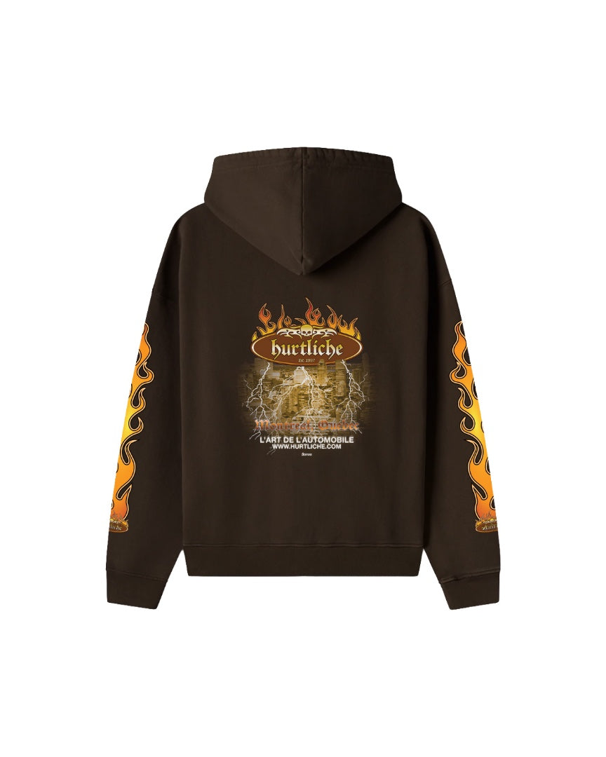 HARLEY FLAMES ZIP HOODIE (Brown)
