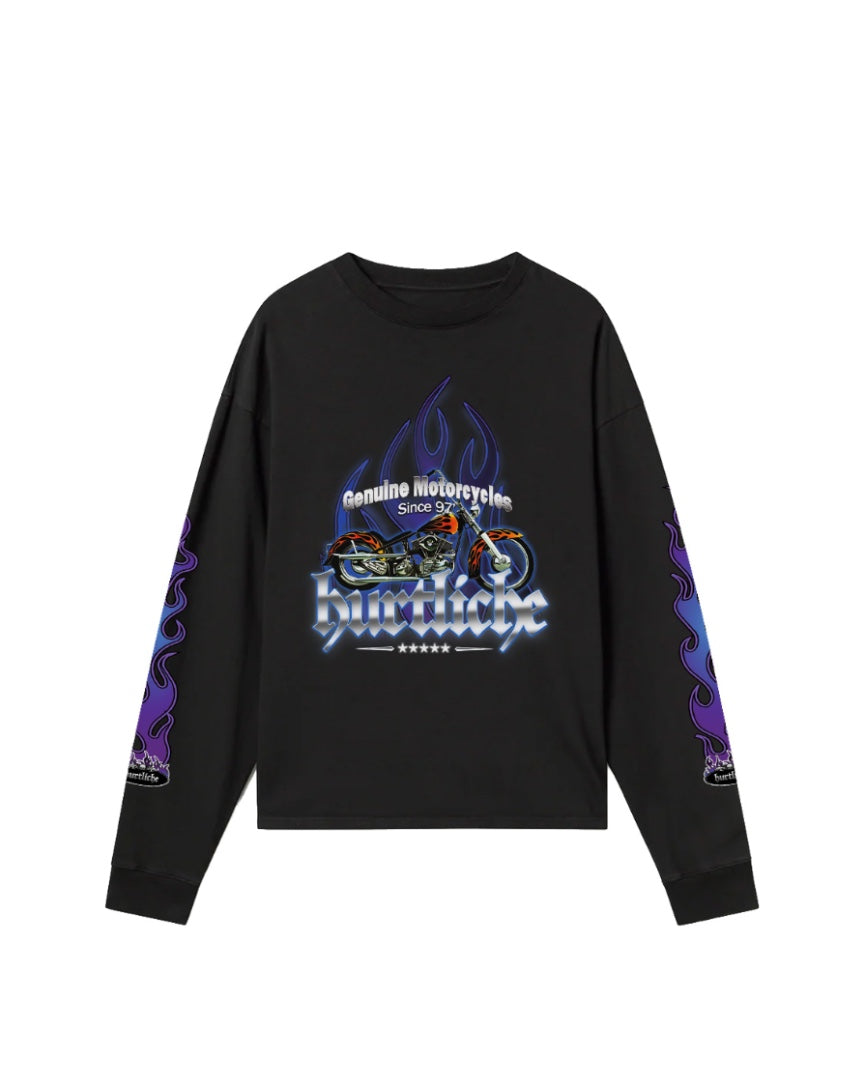 HARLEY FLAMES T-SHIRT LONG-SLEEVE (Black)