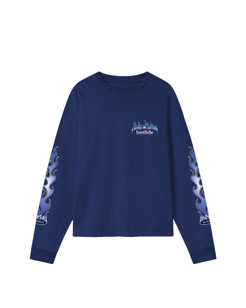 HARLEY FLAMES T-SHIRT LONG-SLEEVE (Navy)