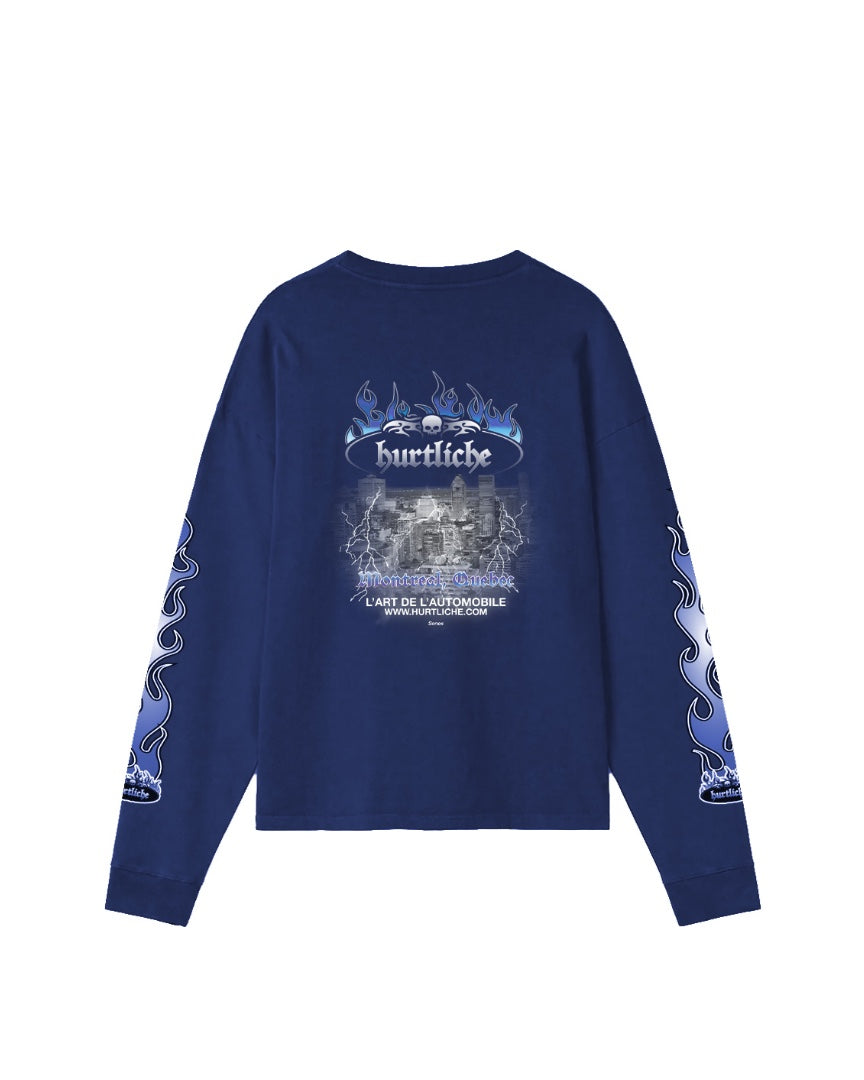 HARLEY FLAMES T-SHIRT LONG-SLEEVE (Navy)