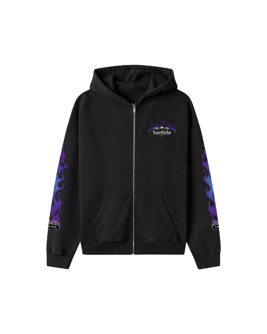 HARLEY FLAMES ZIP HOODIE (Black)